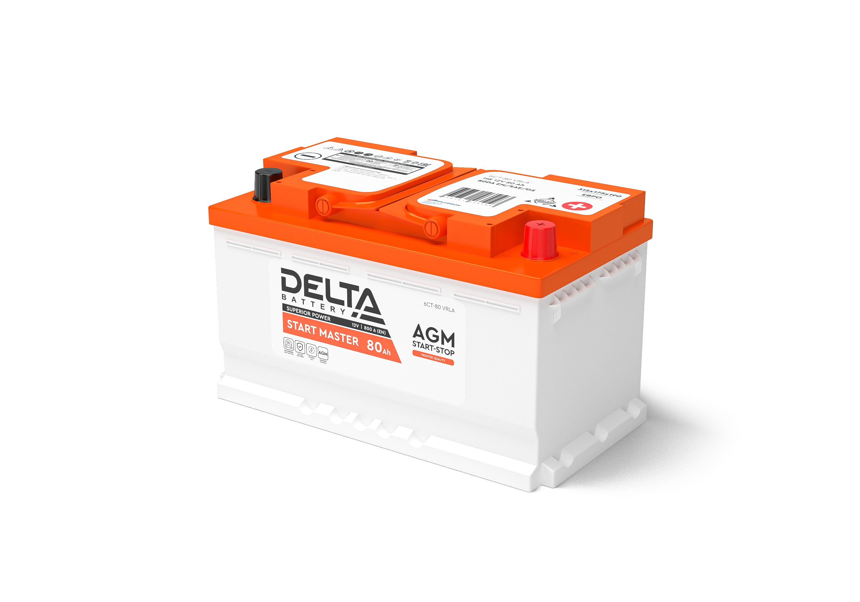 DELTA START MASTER 80 Ah AGM стартерная аккумуляторная батарея купить по цене 17490 руб..  Самые дешёвые цены на Для Автомобилей