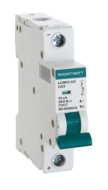 Модульный автоматический выключатель SMARTWATT PDE LCB63H-DC-C2/1, 2 А, 1P, кривая C, 10 кА купить по цене 840 руб..  Самые дешёвые цены на LCB63-DC