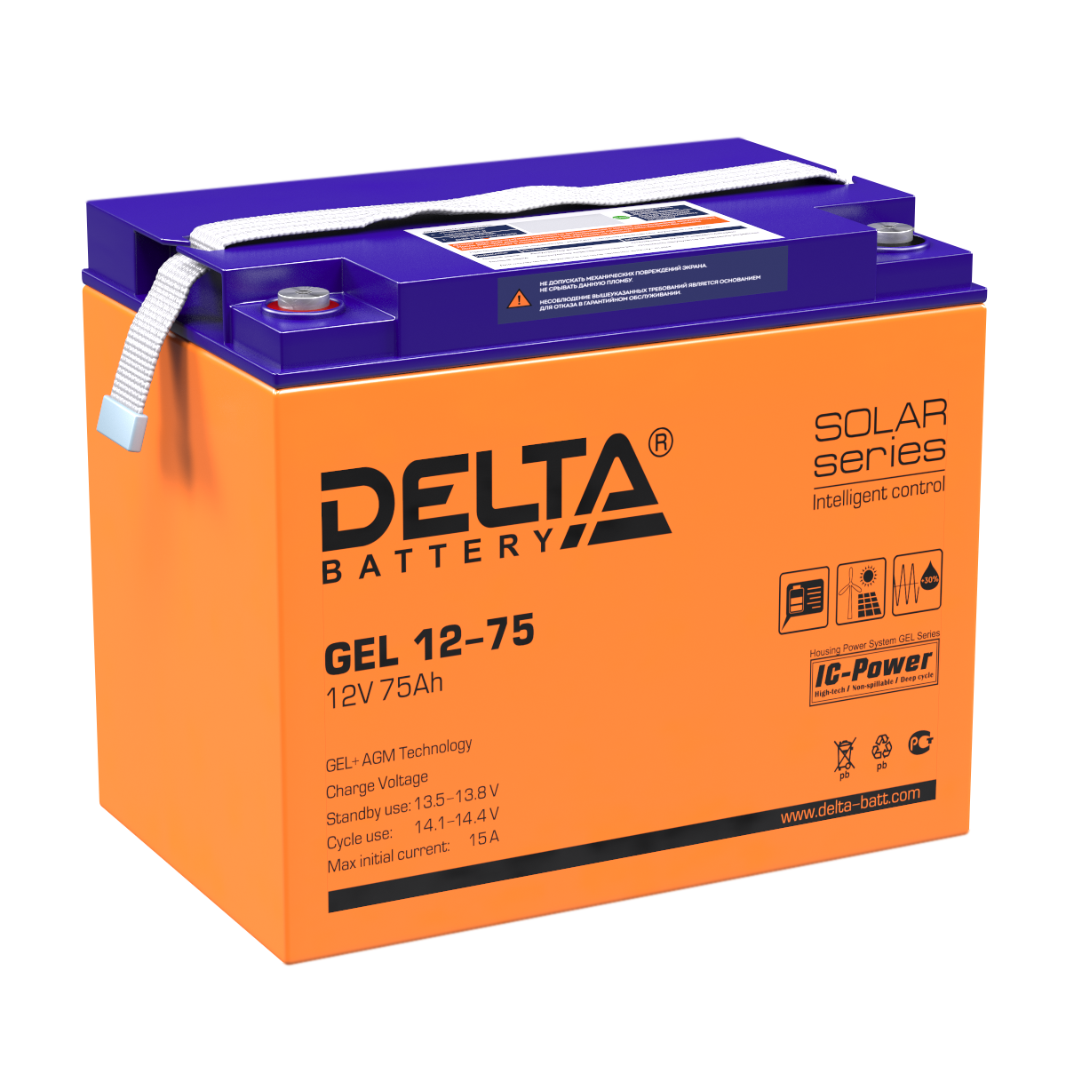 GEL 12-75 Delta Аккумуляторная батарея купить по цене 25383 руб..  Самые дешёвые цены на Стационарные