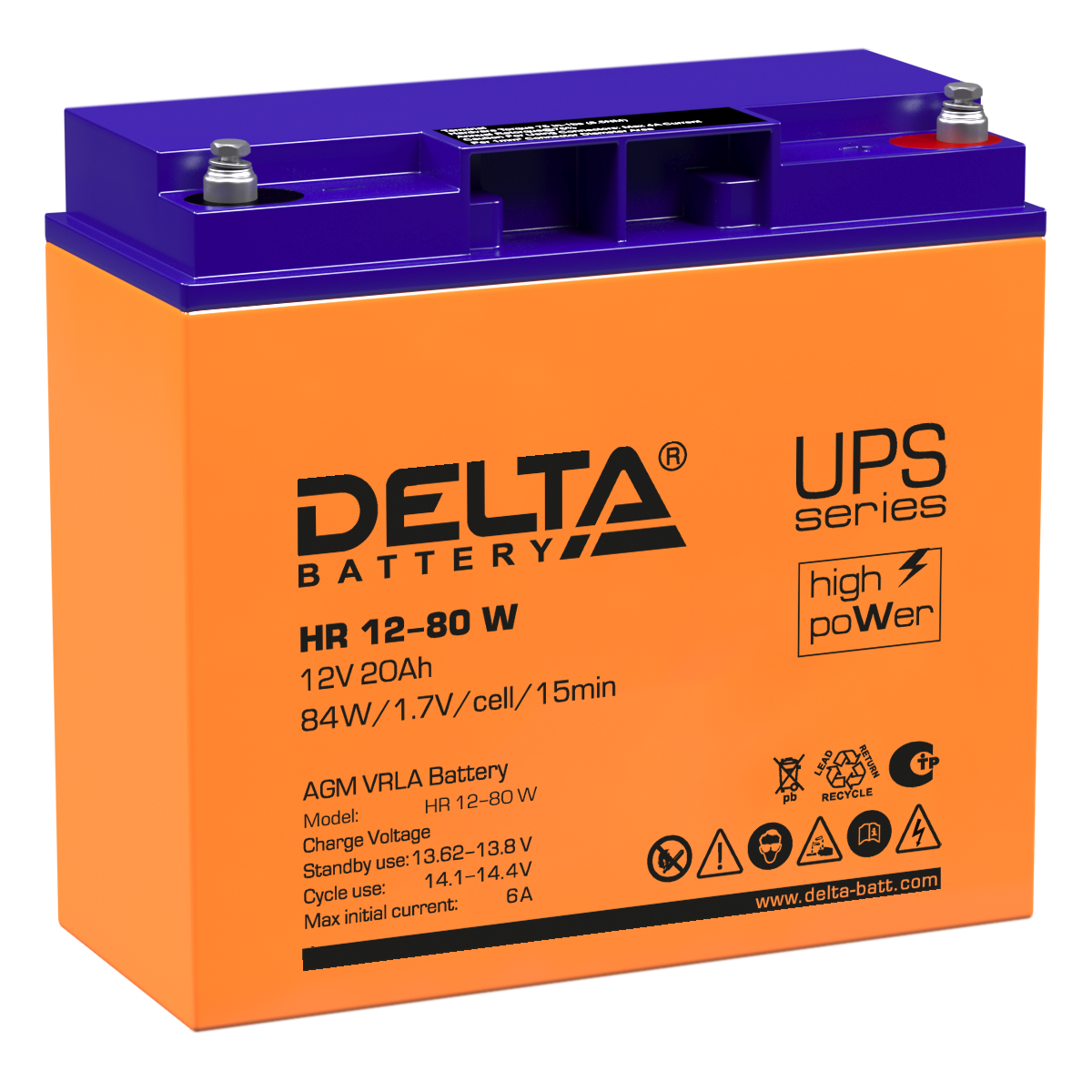 HR 12-80 W Delta Аккумуляторная батарея купить по цене 7650 руб..  Самые дешёвые цены на Стационарные