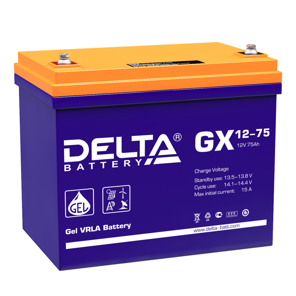 GX 12-75 Delta Аккумуляторная батарея купить по цене 29793 руб..  Самые дешёвые цены на Стационарные